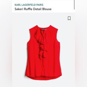 Karl Lagerfeld Red Ruffle Blouse Size: Small